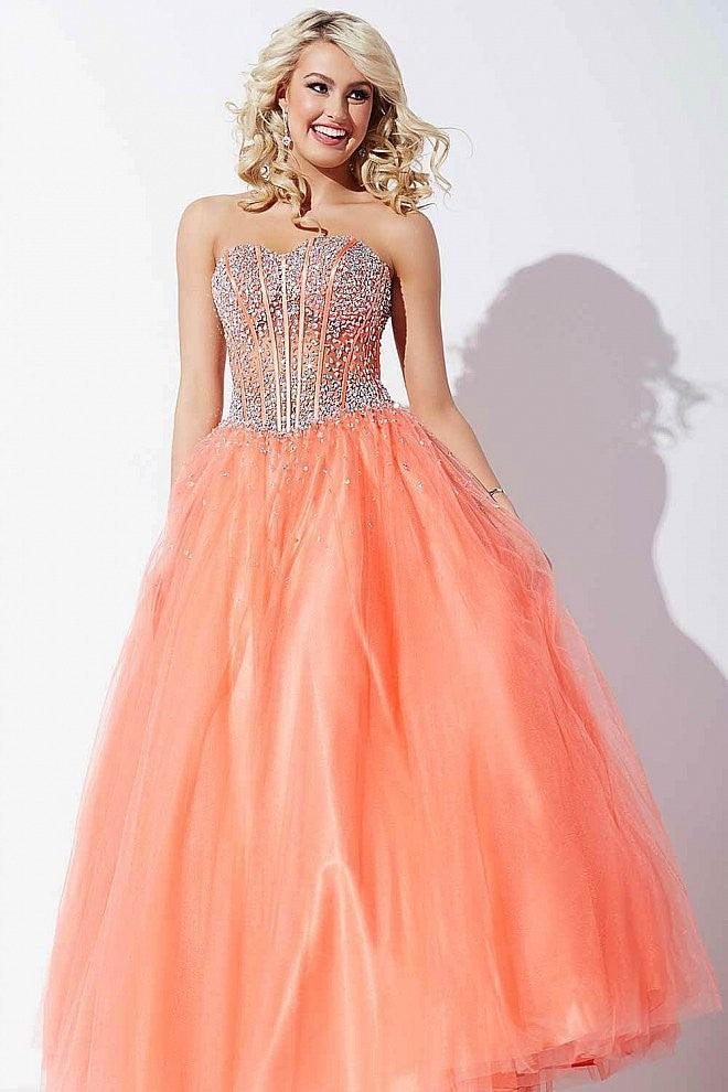 Jovani Prom Long Strapless A Line Ball Gown 1332 - The Dress Outlet