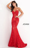 Jovani Prom Long Strapless Fitted Lace Dress 37334 - The Dress Outlet