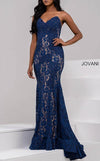 Jovani Prom Long Strapless Fitted Lace Dress 37334 - The Dress Outlet