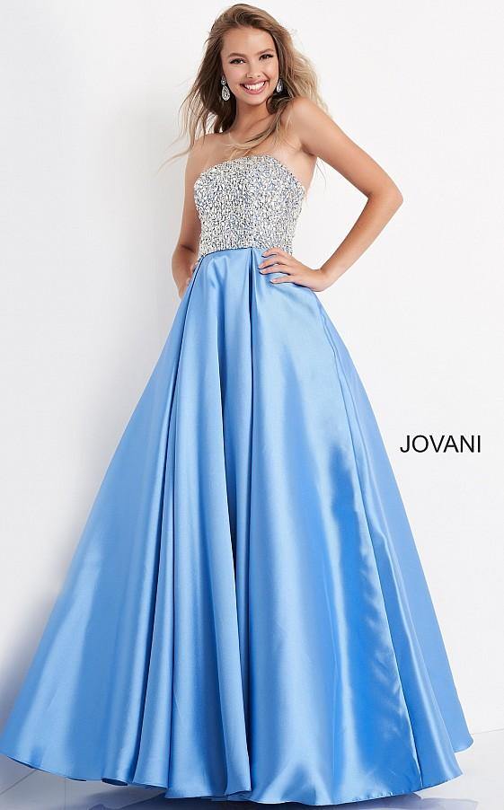 Jovani Prom Long Strapless Pleated Ball Gown K66689 - The Dress Outlet