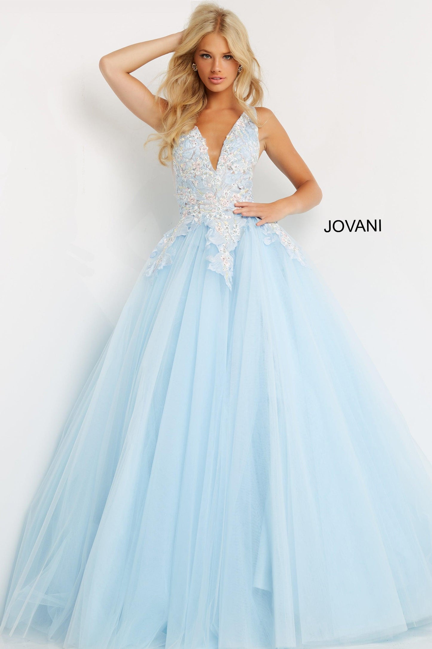 Jovani Prom Sleeveless Long Floral Ball Gown 06808 - The Dress Outlet