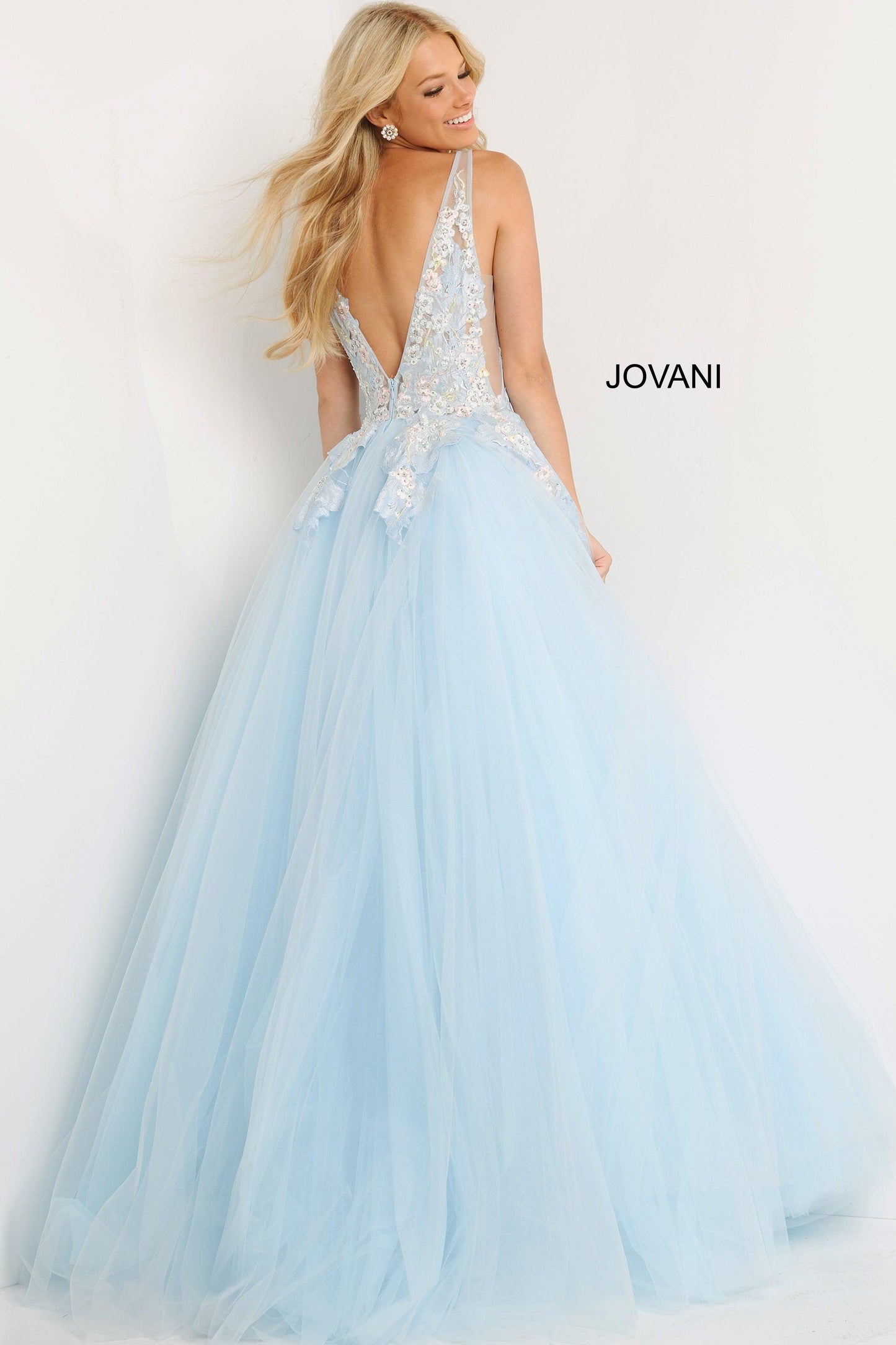 Jovani Prom Sleeveless Long Floral Ball Gown 06808 - The Dress Outlet