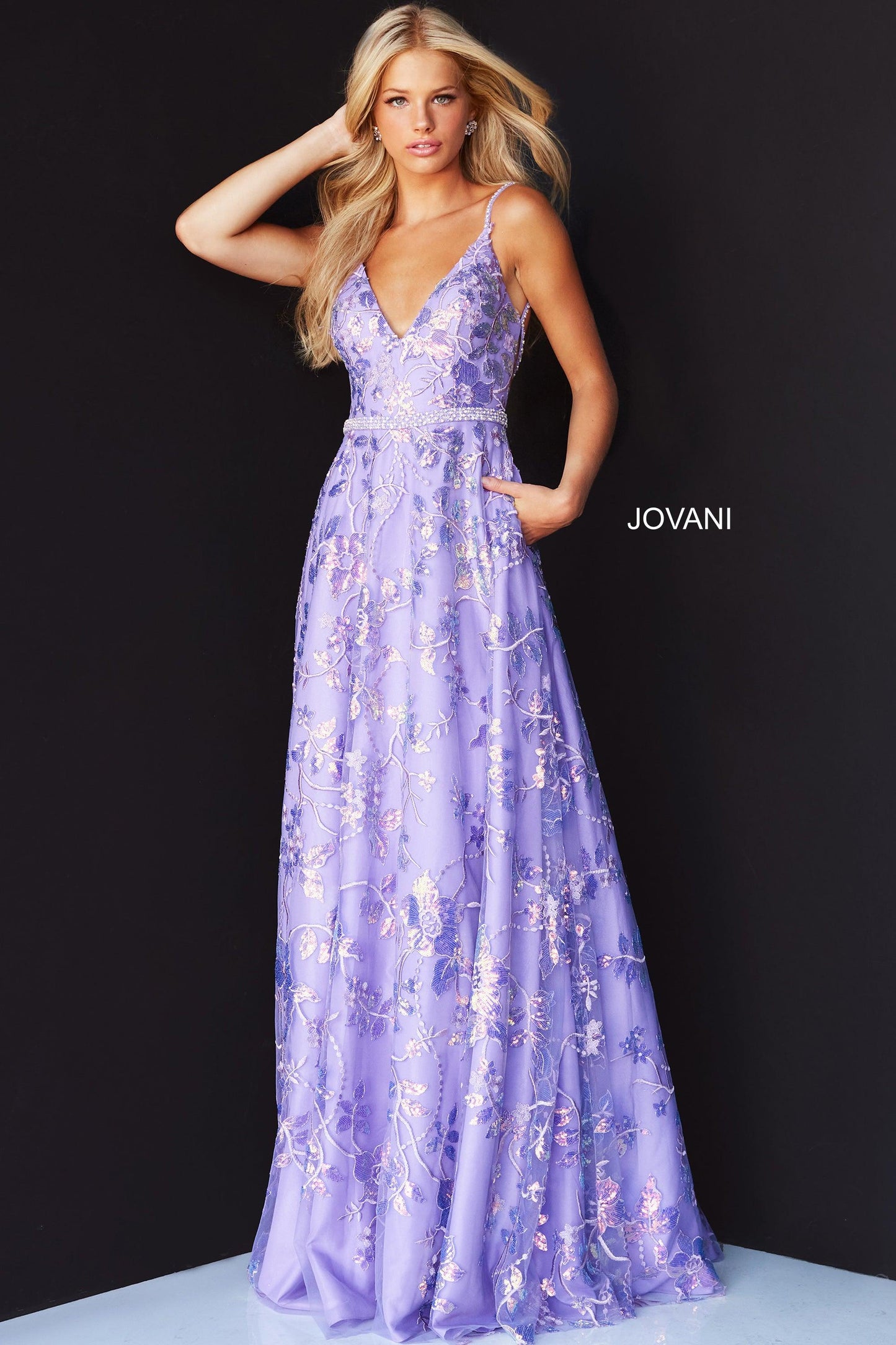 Jovani Prom Spaghetti Strap Long Formal Gown 06814 - The Dress Outlet