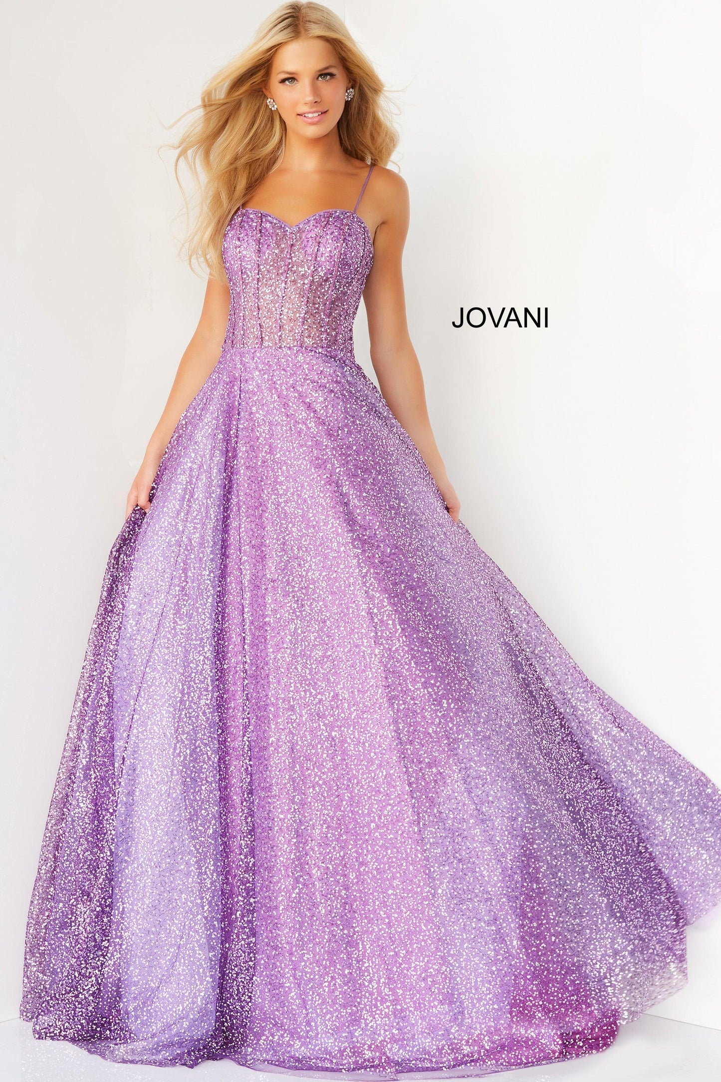 Jovani Prom Spaghetti Strap Long Formal Gown 07423 - The Dress Outlet