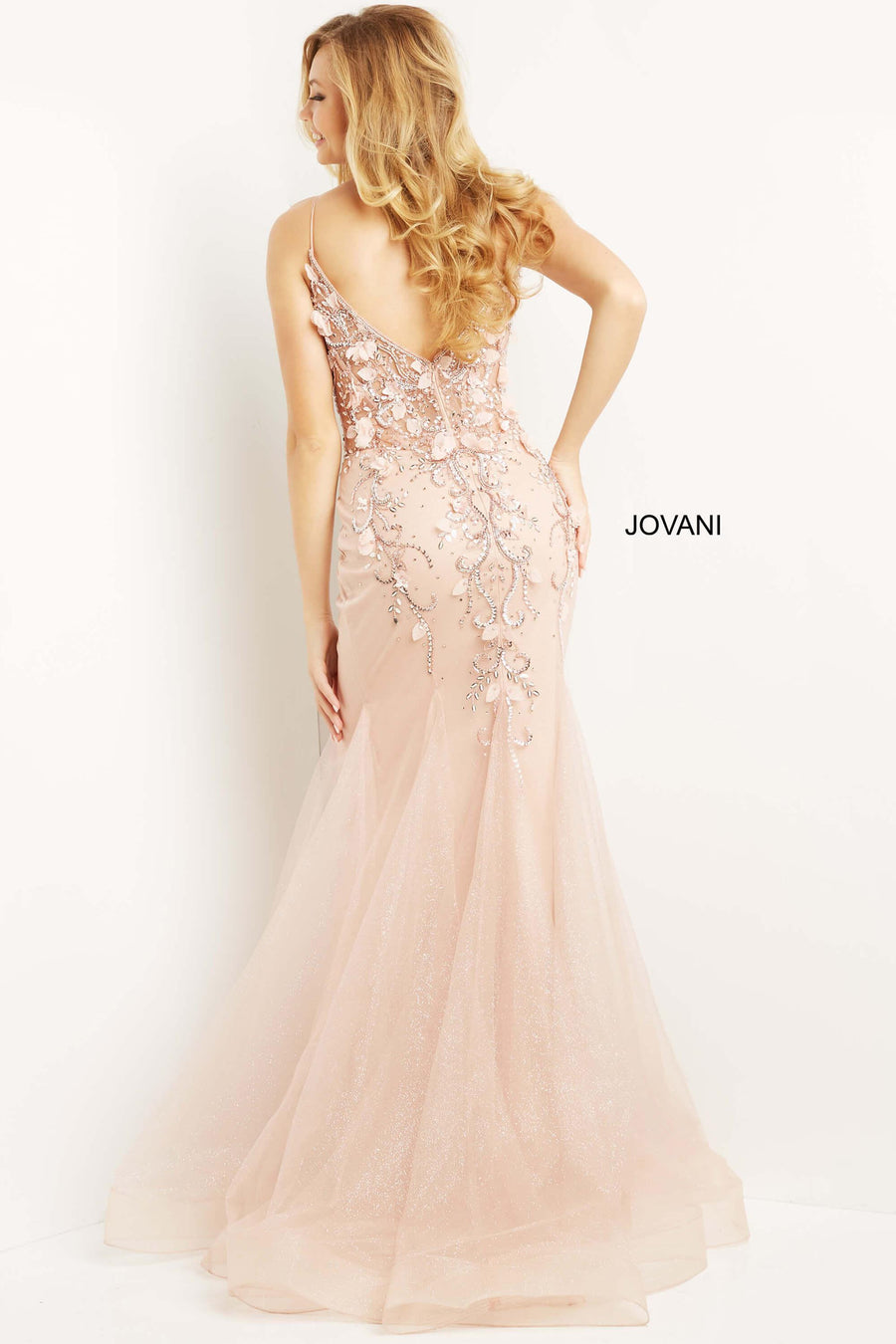 Jovani Prom Spaghetti Strap Long Mermaid Gown 05839 - The Dress Outlet