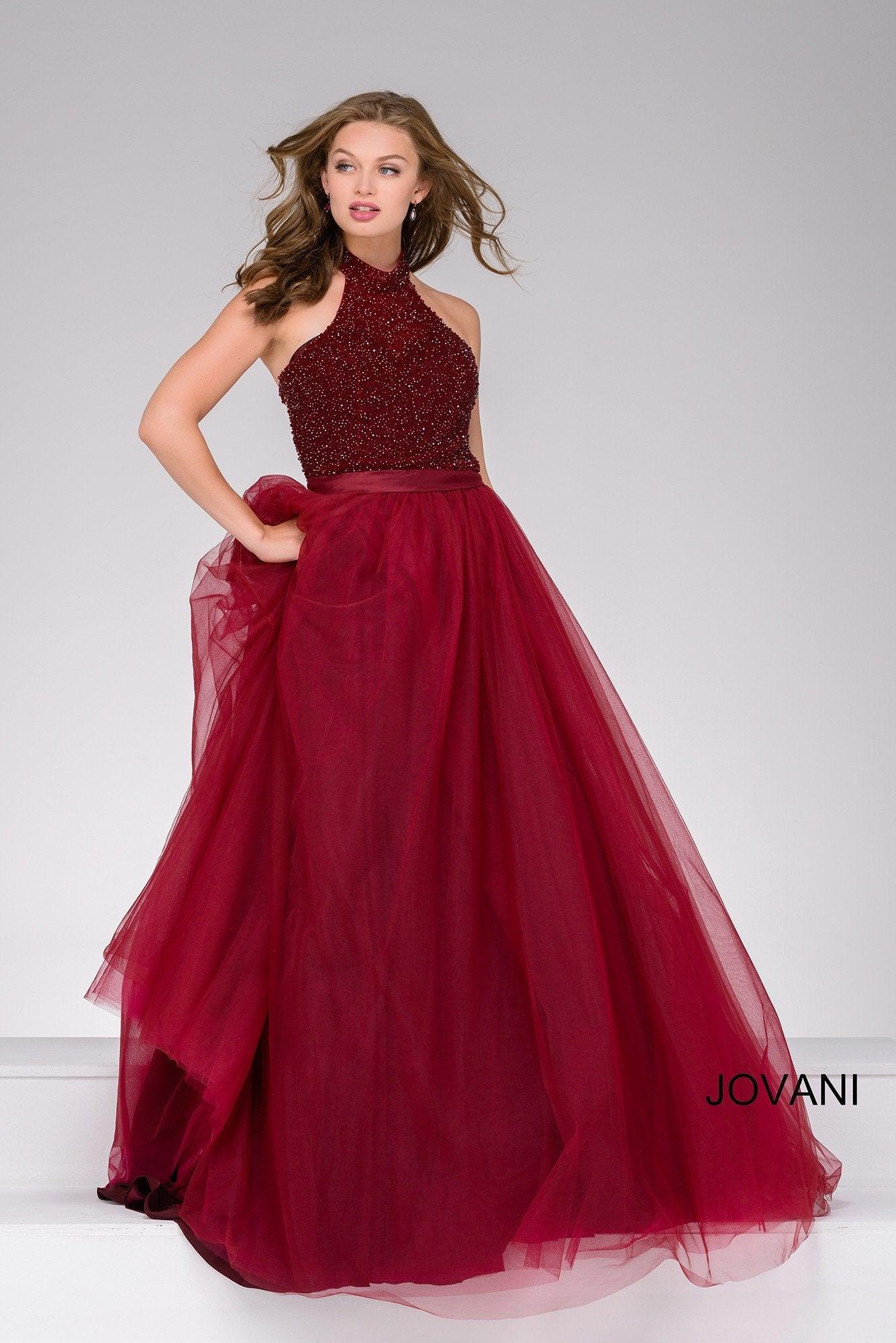 Jovani Radiant Halter Long Prom Dress 47001 - The Dress Outlet