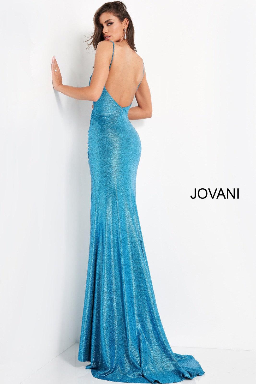 Jovani Ruched Waist Metallic Prom Dress 06368 - The Dress Outlet