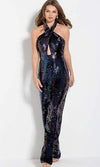 Jovani Sequined Halter Formal Jumpsuit 62368 - The Dress Outlet