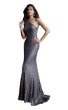 Jovani Sequined Halter Long Prom Dress 61146 - The Dress Outlet