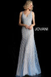 Jovani Shimmering V Neck Long Fitted Prom Dress 55821 - The Dress Outlet