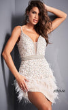 Jovani Short Beaded Feather Homecoming Dress 04624 - The Dress Outlet