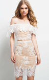 Jovani Short Off Shoulder Lace Cocktail Dress 49816 - The Dress Outlet