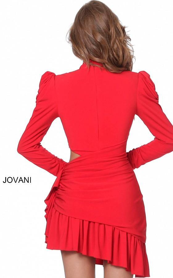 Jovani Short Puff Sleeve Cocktail Dress M3076 - The Dress Outlet