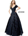 Jovani Short Sleeve V Neck Long Evening Dress 50192 - The Dress Outlet