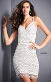 Jovani Short Spaghetti Strap Beaded Dress 000476 - The Dress Outlet