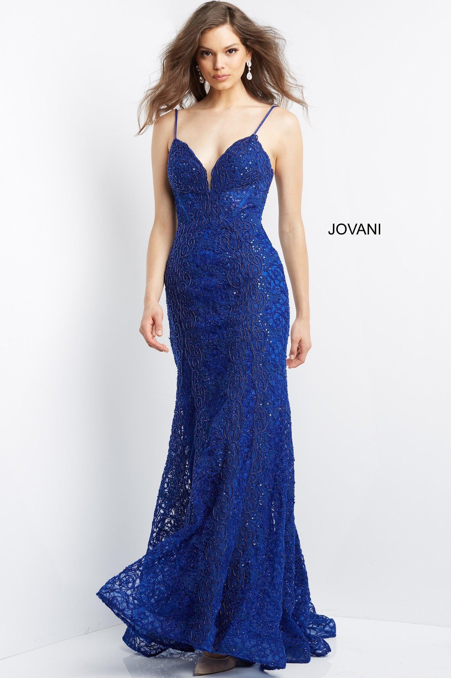 Jovani Spaghetti Strap Long Dress 07636 - The Dress Outlet