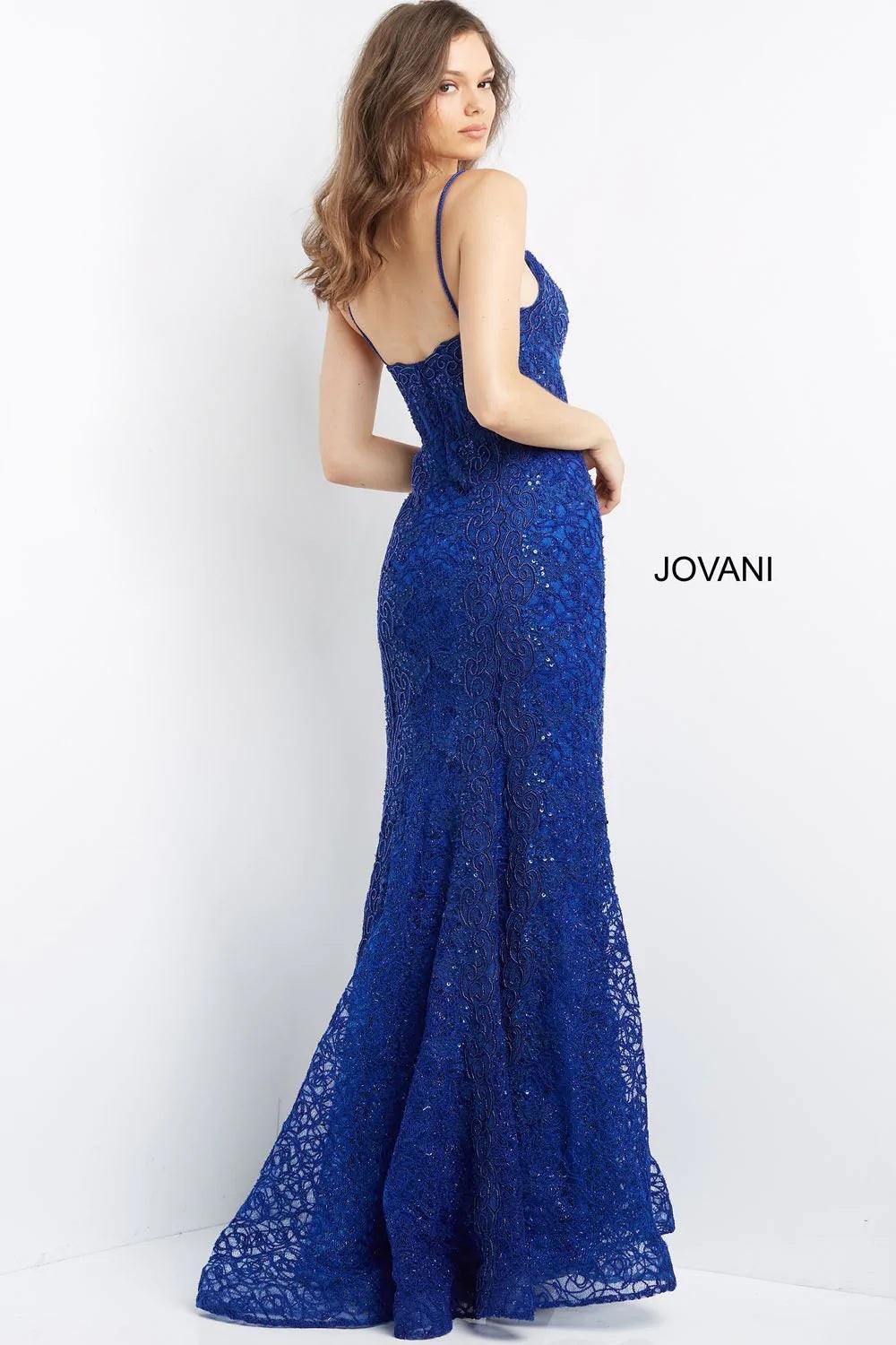 Jovani Spaghetti Strap Long Dress 07636 - The Dress Outlet