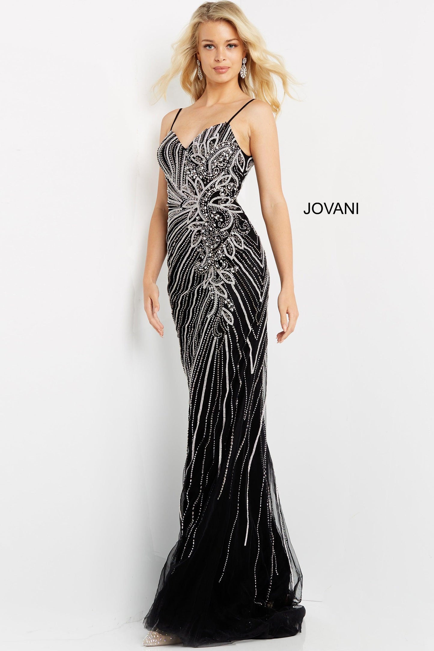 Jovani Spaghetti Strap Long Evening Dress 06326 - The Dress Outlet