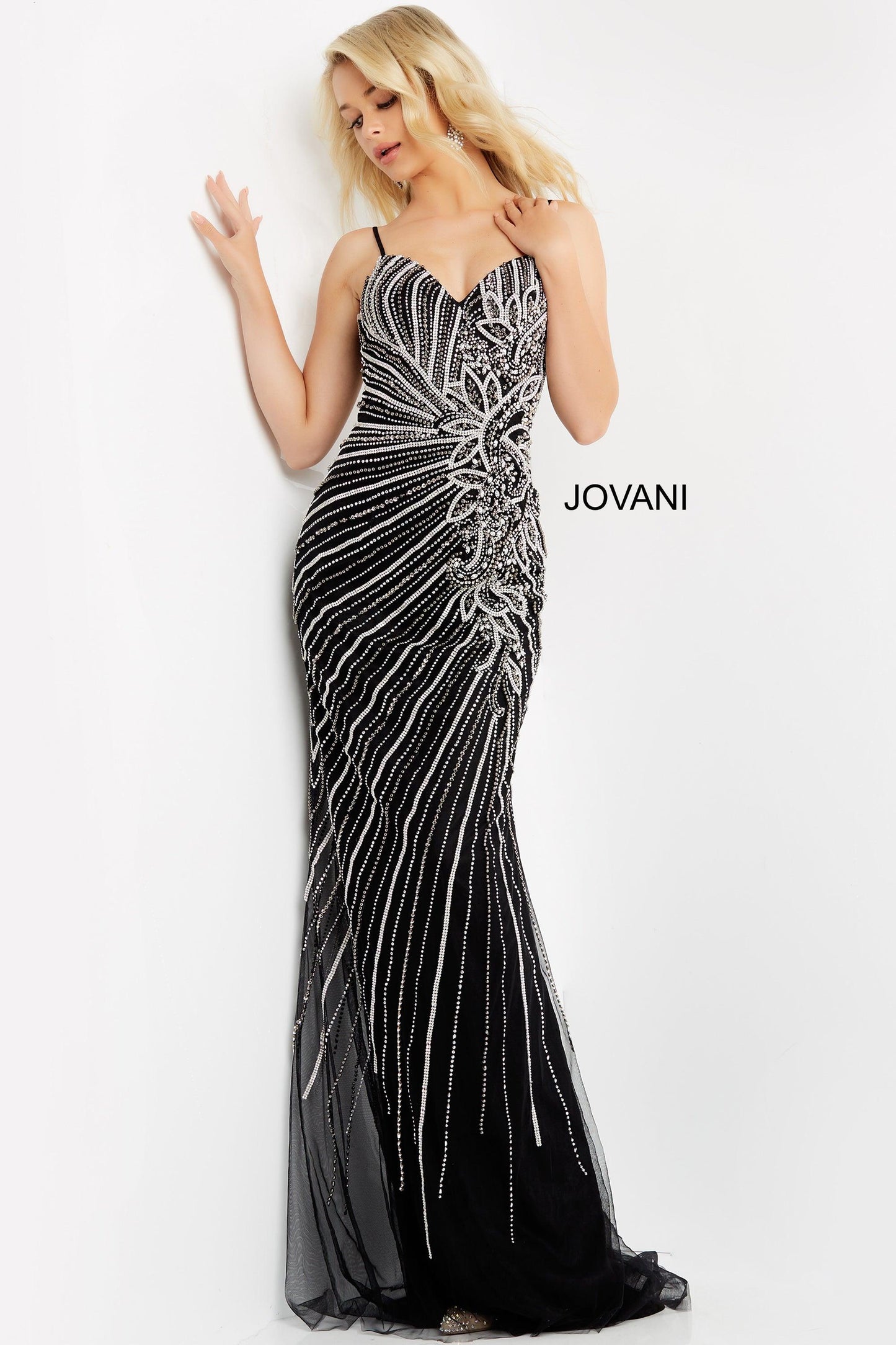 Jovani Spaghetti Strap Long Evening Dress 06326 - The Dress Outlet