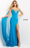 Jovani Spaghetti Strap Long Fitted Prom Dress 08022 - The Dress Outlet