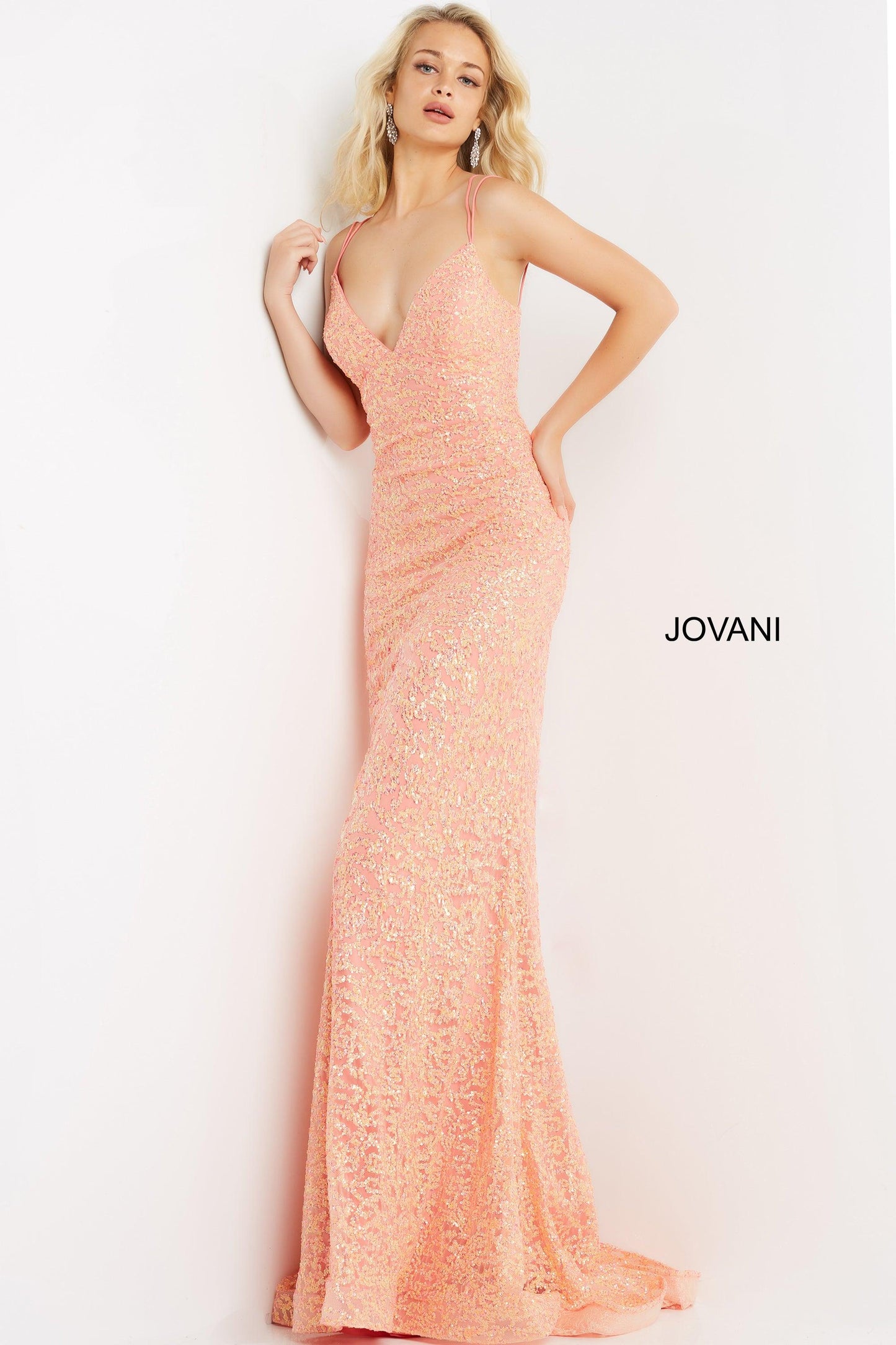 Jovani Spaghetti Strap Long Formal Prom Dress 08489 - The Dress Outlet