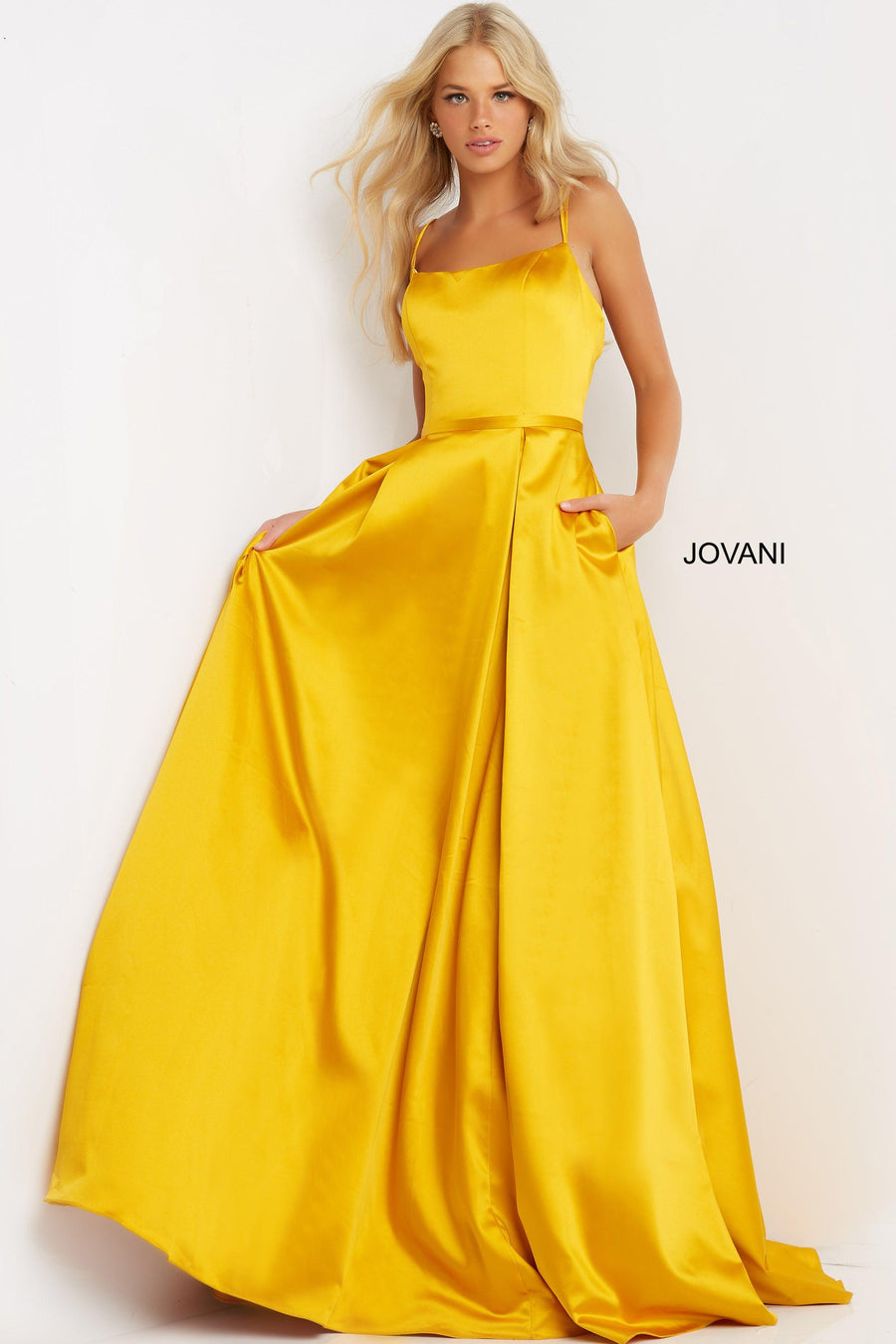 Jovani Spaghetti Strap Long Prom Dress 02536 - The Dress Outlet