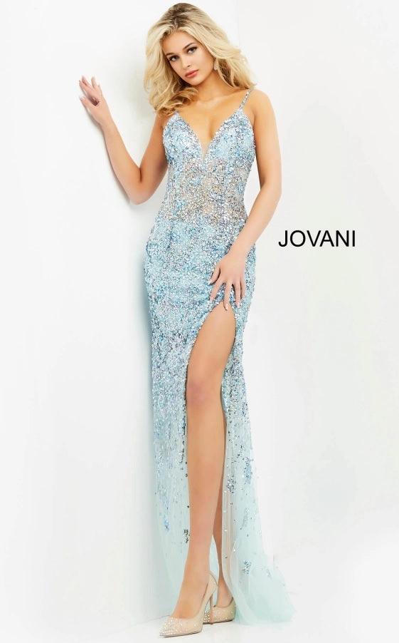 Jovani Spaghetti Strap Long Prom Gown 05872 - The Dress Outlet