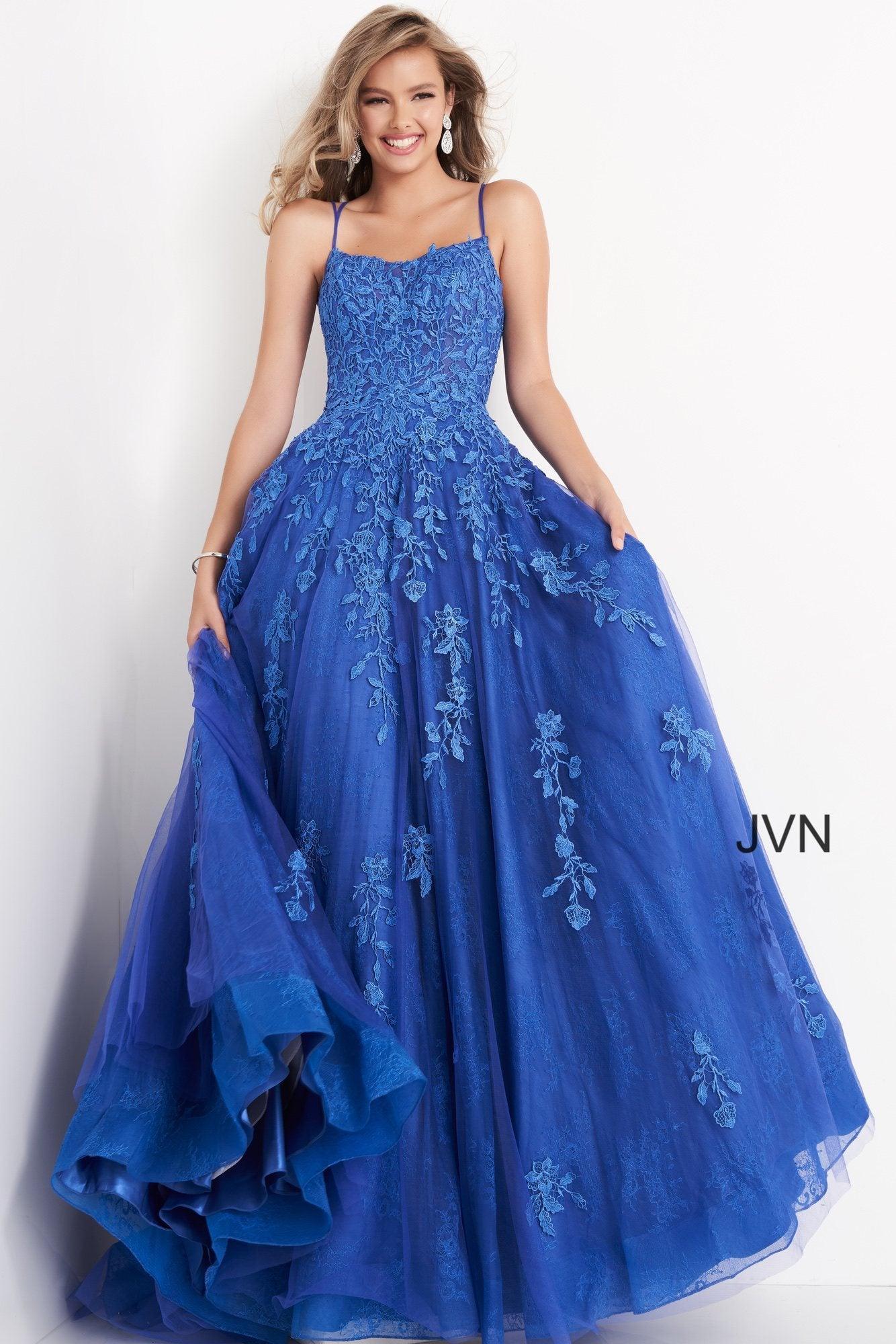 Jovani Spaghetti Strap Long Prom Gown 06644 - The Dress Outlet