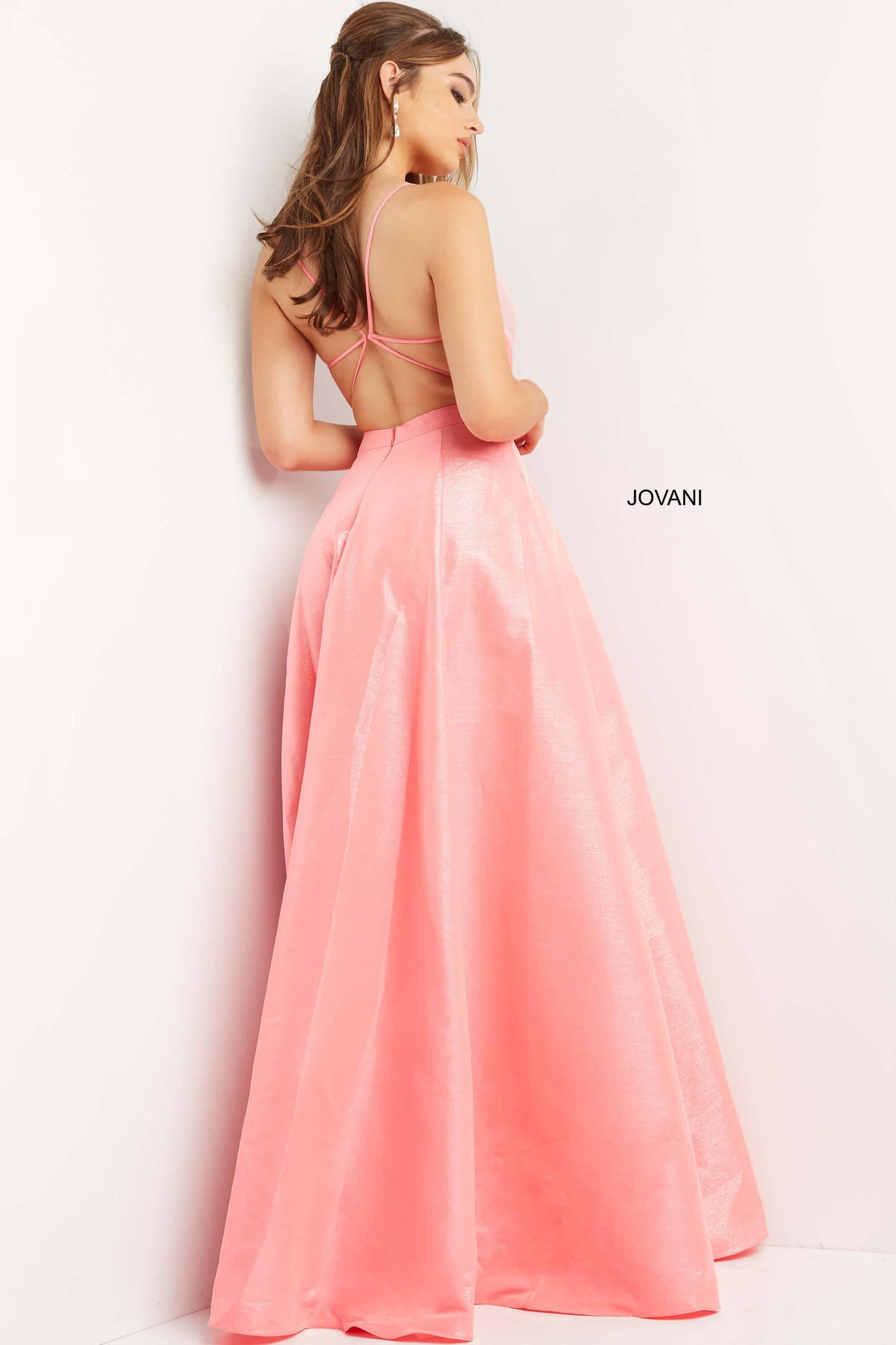 Jovani Spaghetti Strap Long Prom Gown 08156 - The Dress Outlet