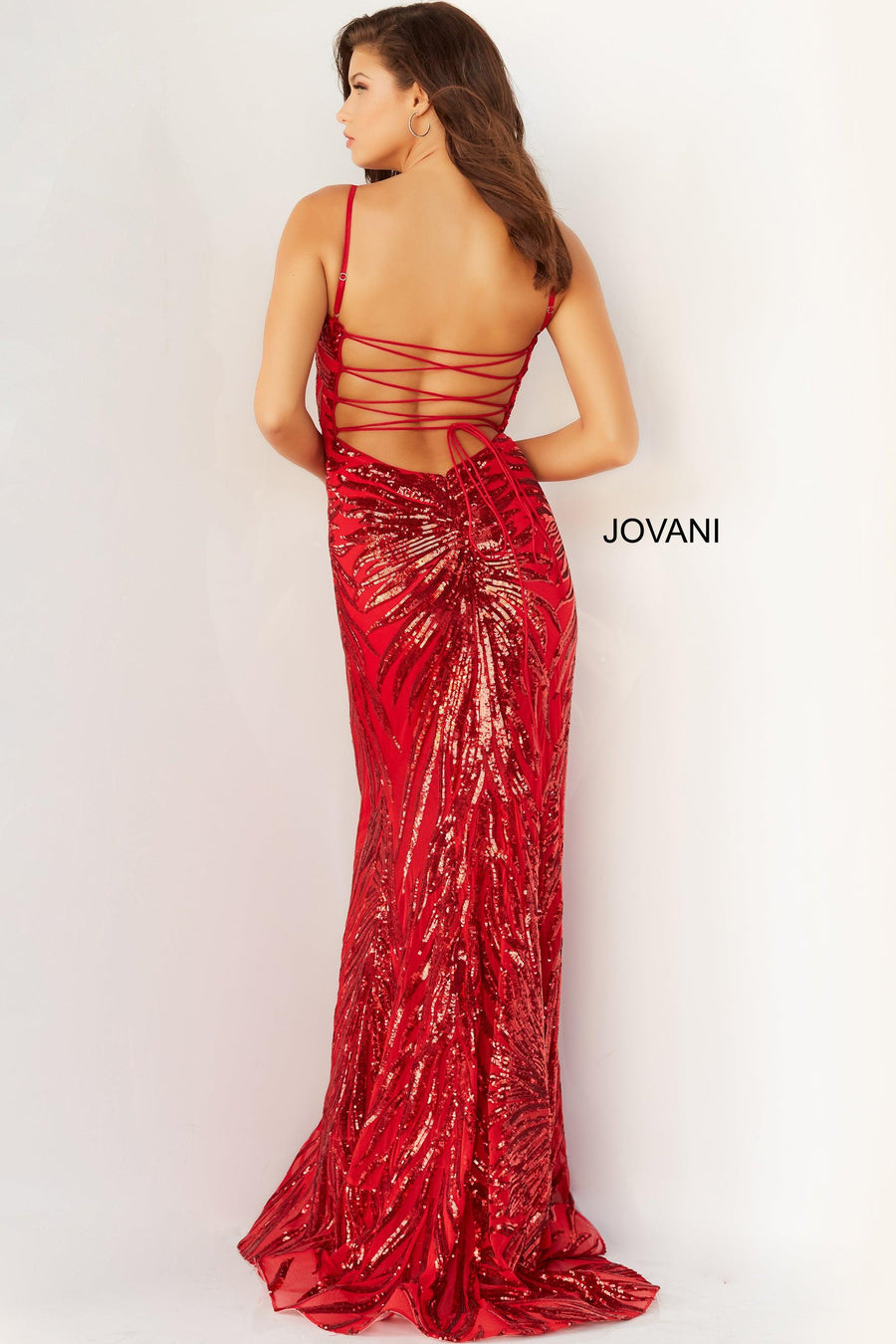 Jovani Spaghetti Strap Long Prom Gown 08481 - The Dress Outlet