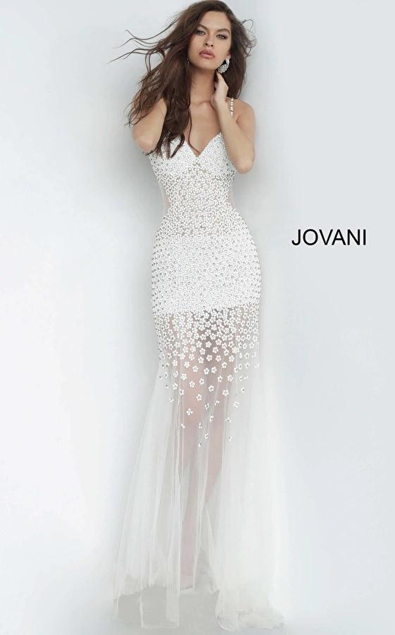 Jovani Spaghetti Strap Long Prom Gown 60695 - The Dress Outlet