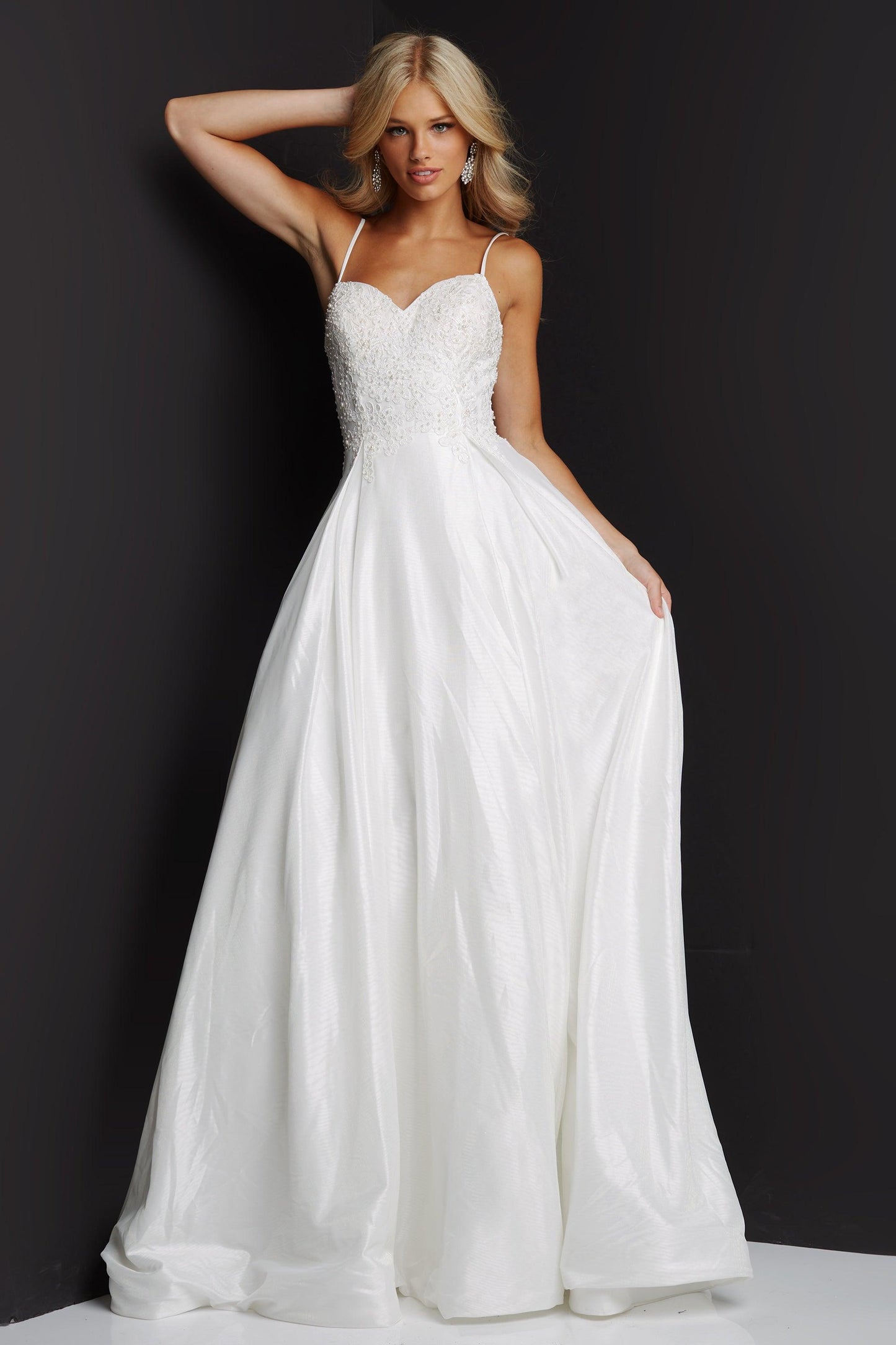 Jovani Spaghetti Straps Long Wedding Dress 06796 - The Dress Outlet