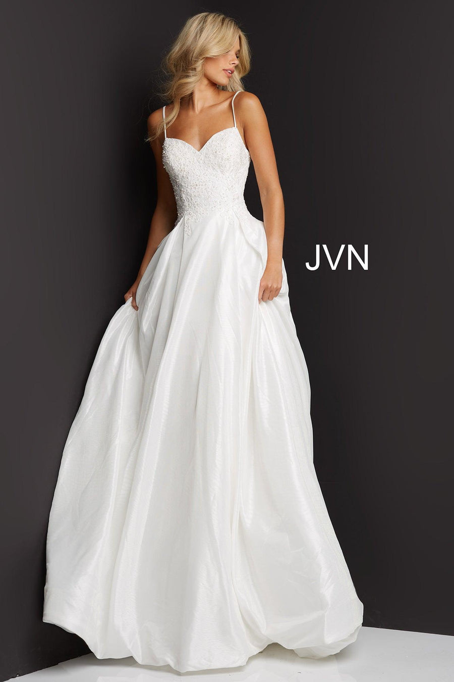 Jovani Spaghetti Straps Long Wedding Dress 06796 - The Dress Outlet