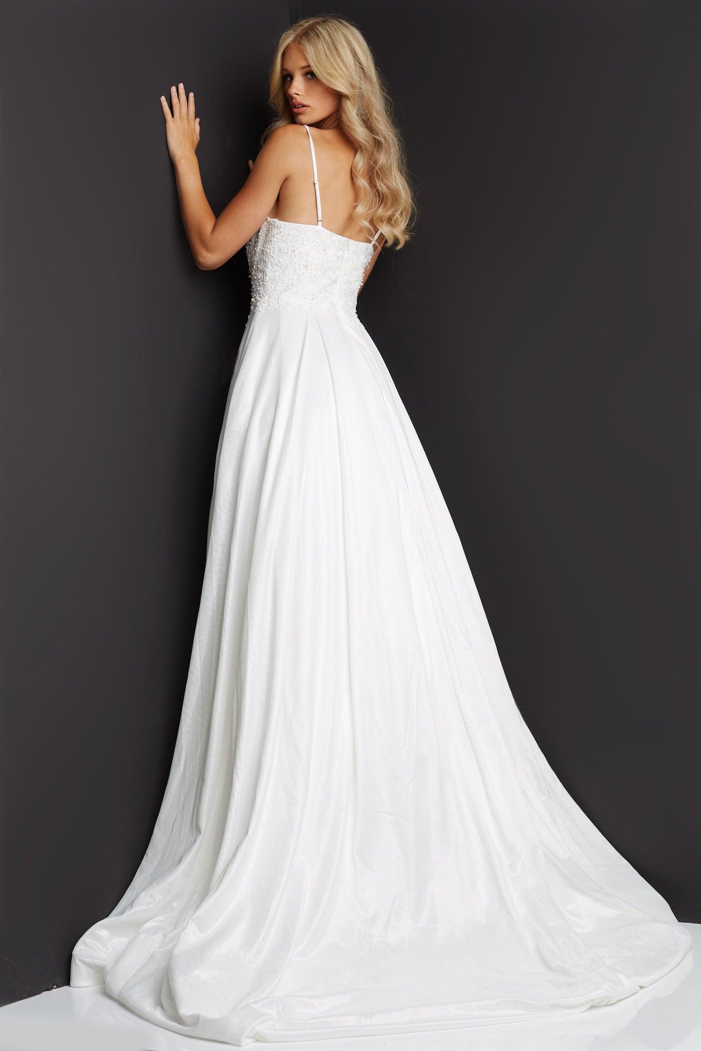 Jovani Spaghetti Straps Long Wedding Dress 06796 - The Dress Outlet