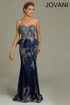 Jovani Strapless Floral Long Peplum Prom Dress 90329 - The Dress Outlet