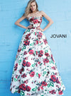 Jovani Strapless Floral Long Prom Dress 49918 - The Dress Outlet