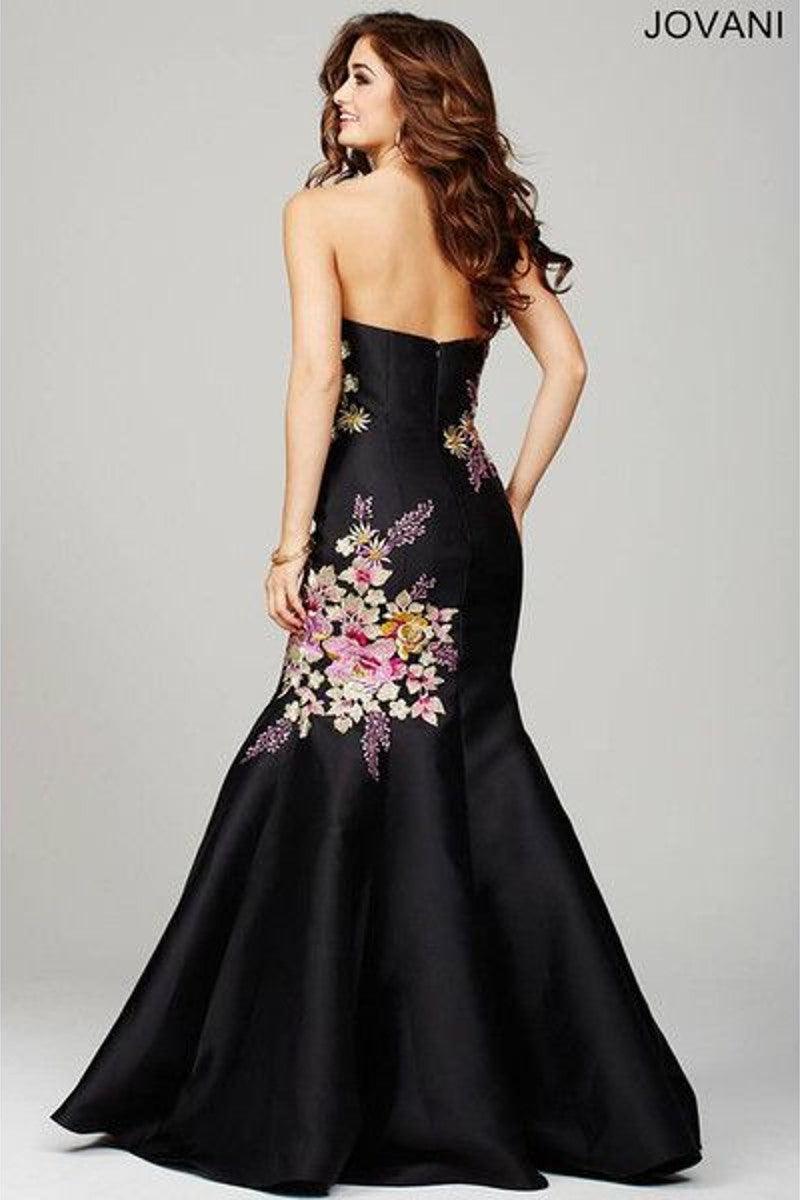 Jovani Strapless Floral Mermaid Long Prom Dress 33689 - The Dress Outlet