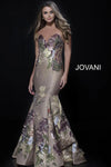 Jovani Strapless Floral Mermaid Long Prom Dress 54687 - The Dress Outlet