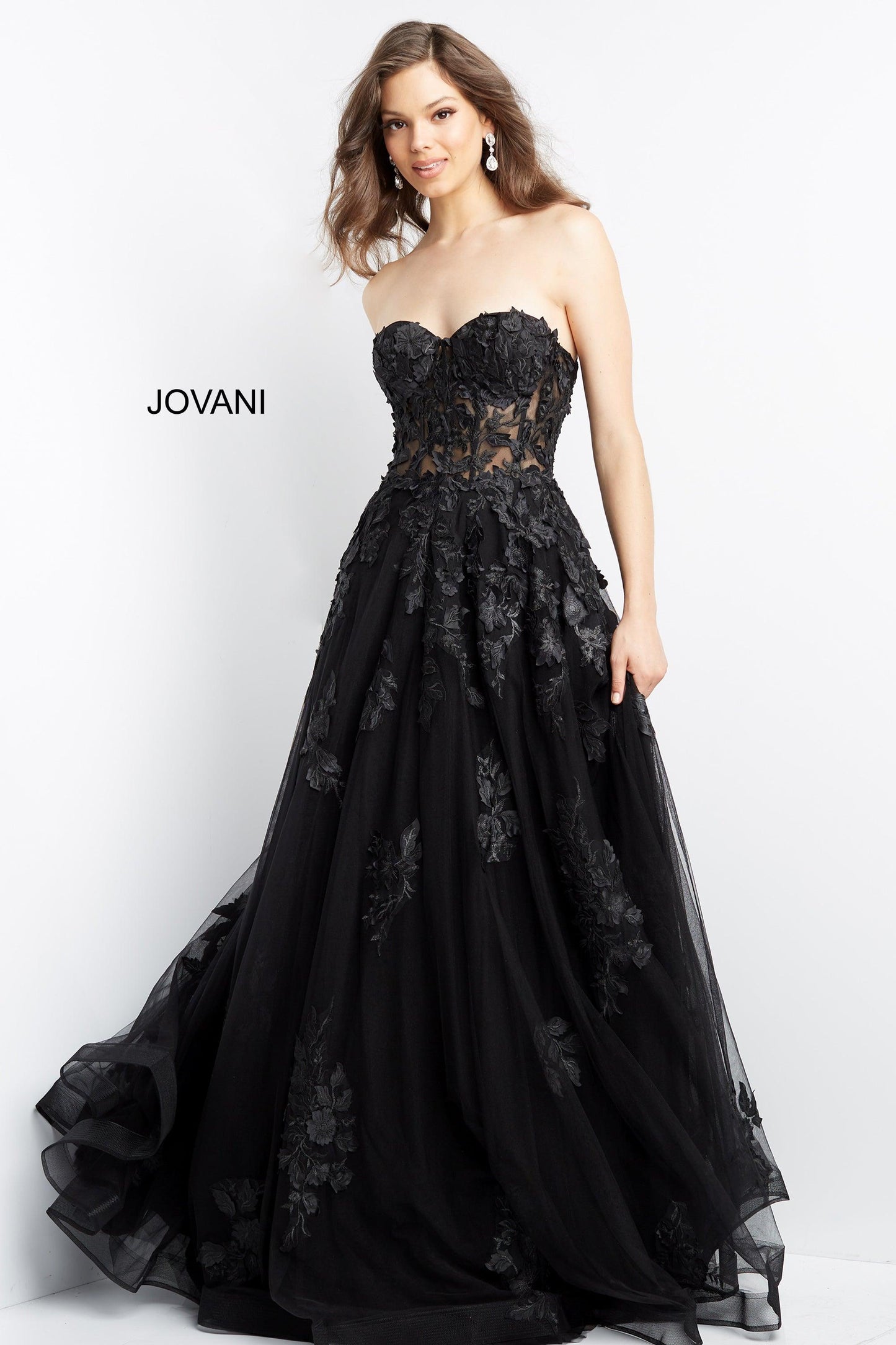 Prom Dresses Strapless Long Formal Gown Black