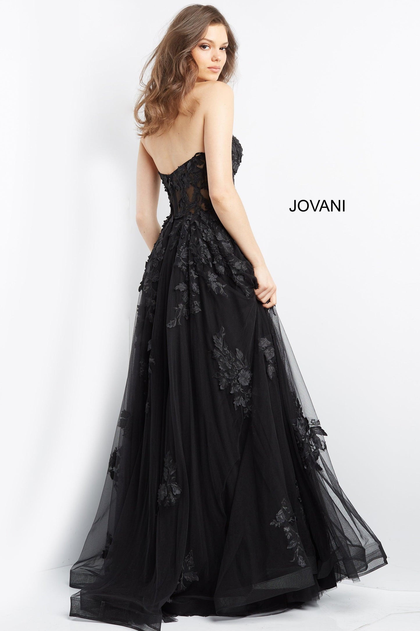 Prom Dresses Strapless Long Formal Gown Black