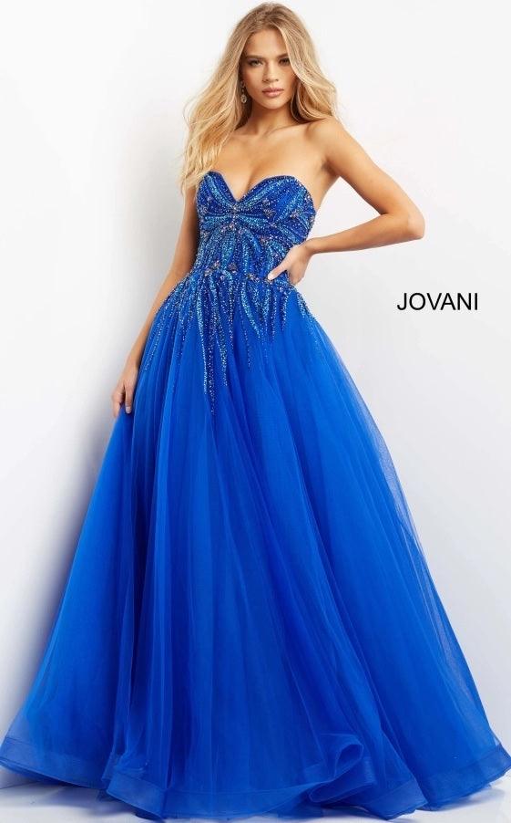 Jovani Strapless Long Prom Gown Royal