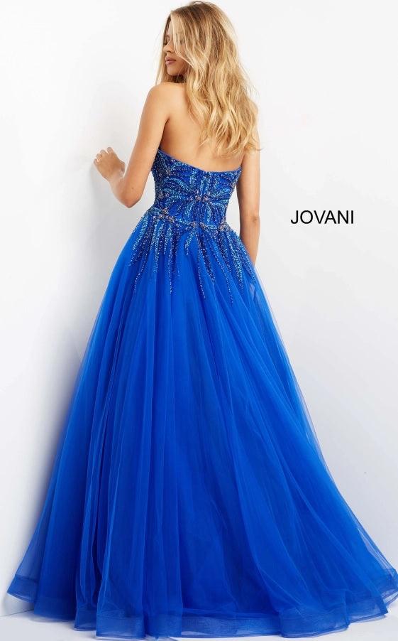 Jovani Strapless Long Prom Gown Royal