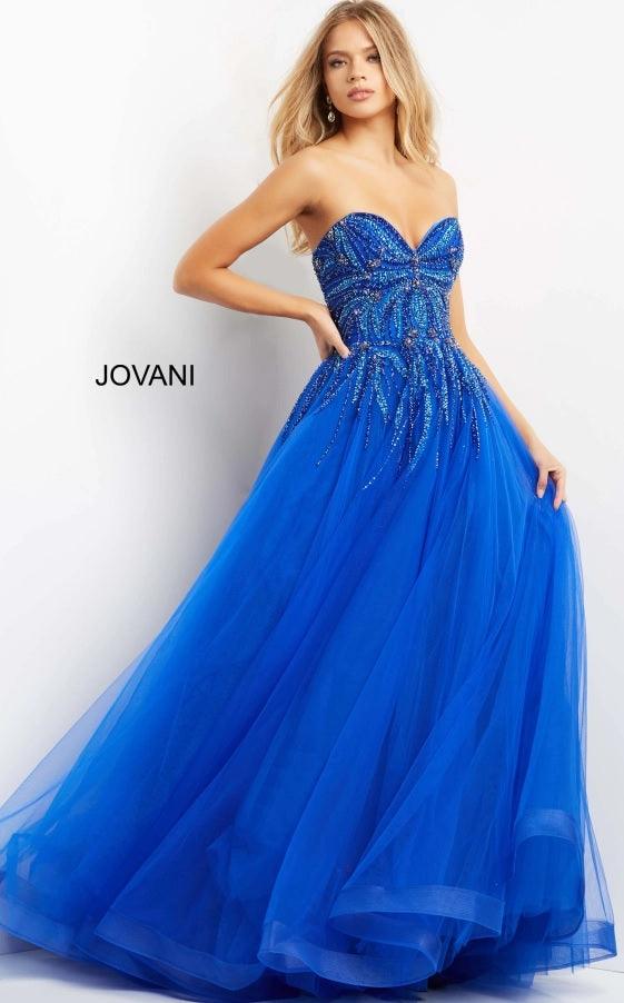 Jovani Strapless Long Prom Gown Royal