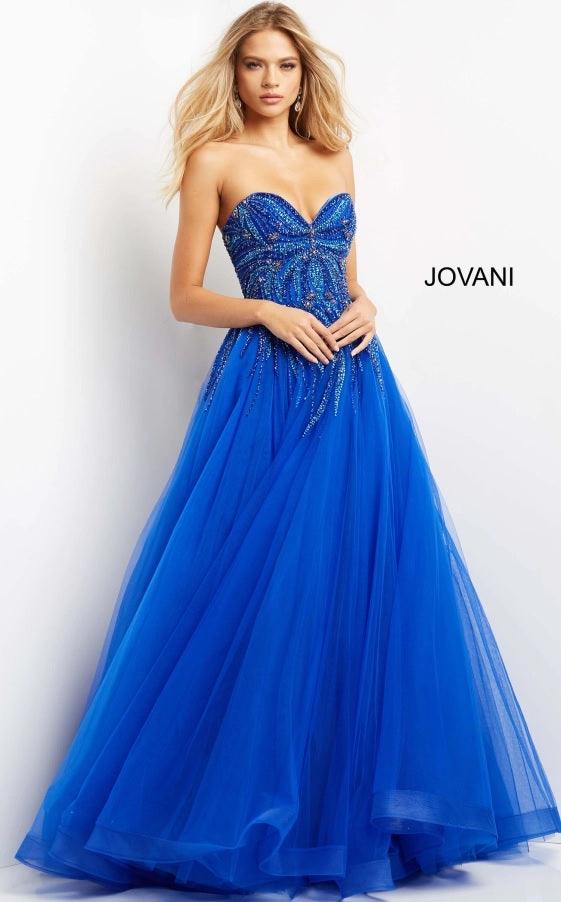 Jovani Strapless Long Prom Gown Royal