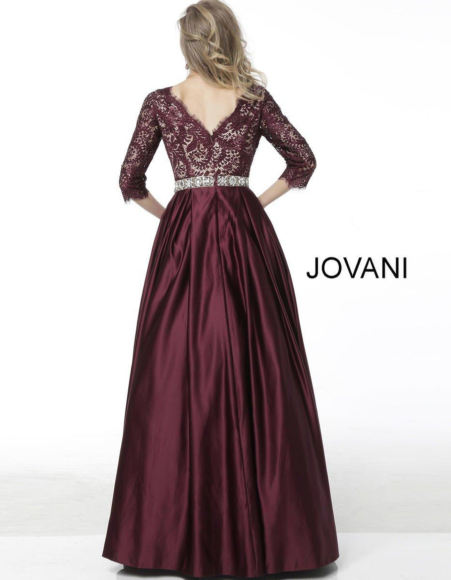 Jovani Three Quarter Sleeve A Line Long Gown 61207 - The Dress Outlet