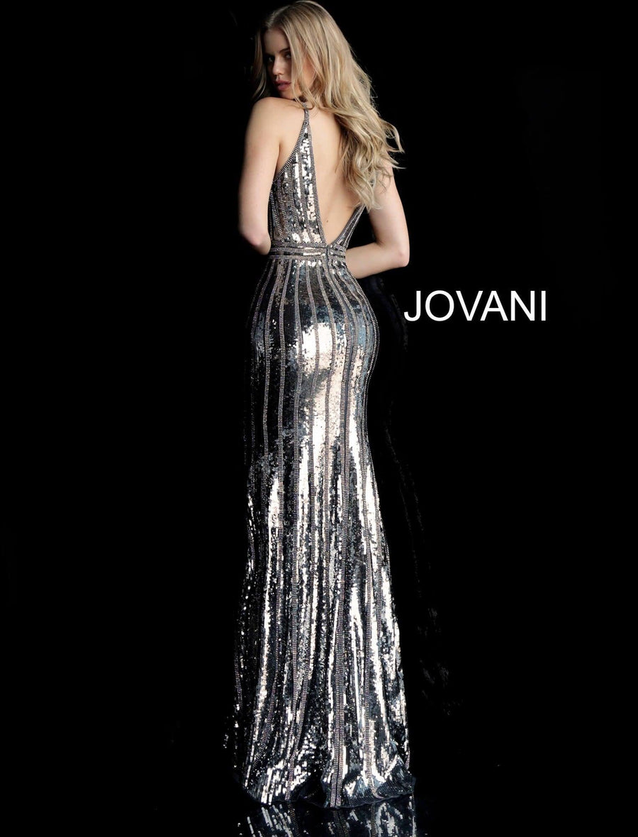 Jovani V-Back Sequin Long Prom Dress 64159 - The Dress Outlet