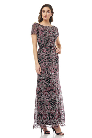 Js collection illusion lace evening outlet dress