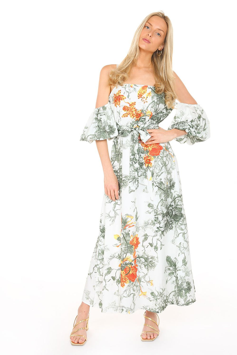 Formal Dresses Long Off Shoulder Floral Maxi Dress Green