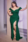 Off Shoulder Long Plus Size Evening Dress Emerald