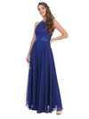 Lace Halter Chiffon Long Bridesmaids Dress - The Dress Outlet